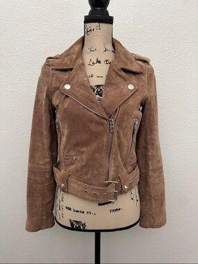 Blank NYC Brown Suede Cropped Moto Jacket Size Small